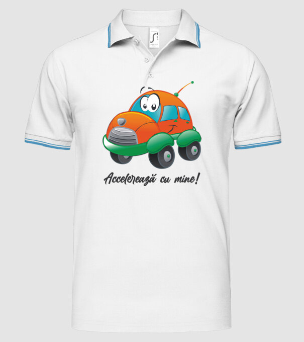 accelerează cu mine model alb pe tricou