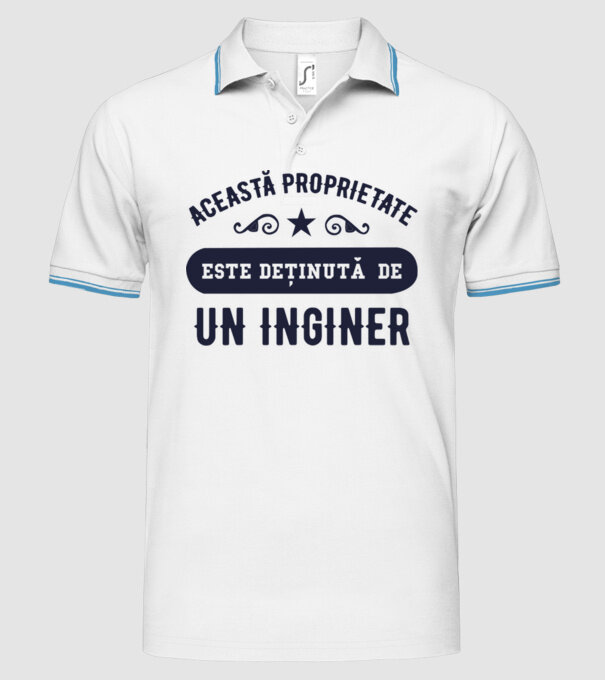 Această proprietate este deținută de un inginer model alb pe tricou