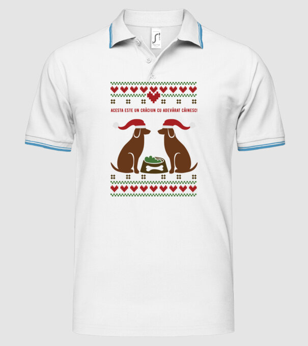 acesta este un Crăciun cu adevărat câinesc! model alb pe tricou