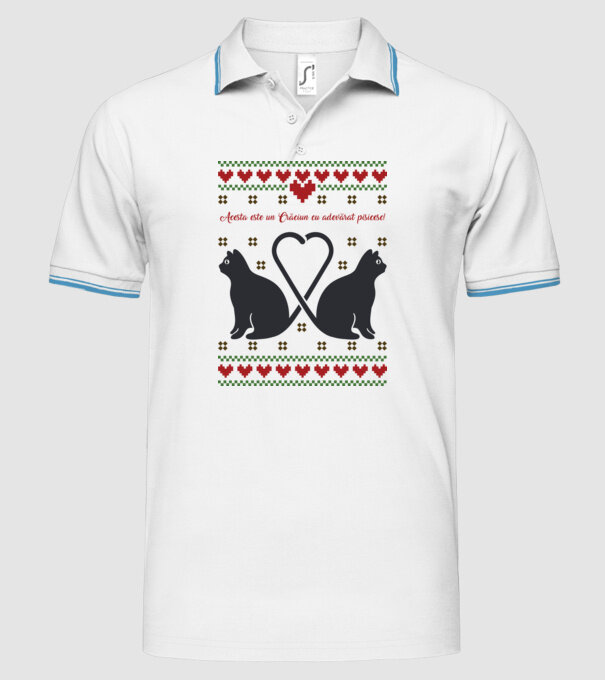 acesta este un Crăciun cu adevărat pisicesc model alb pe tricou
