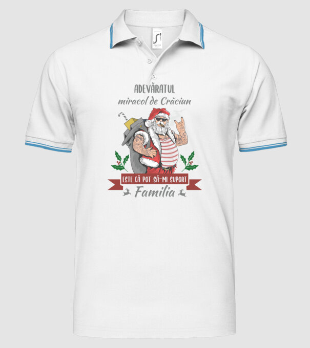 adevăratul miracol de Crăciun este că pot să-mi suport familia model alb pe tricou