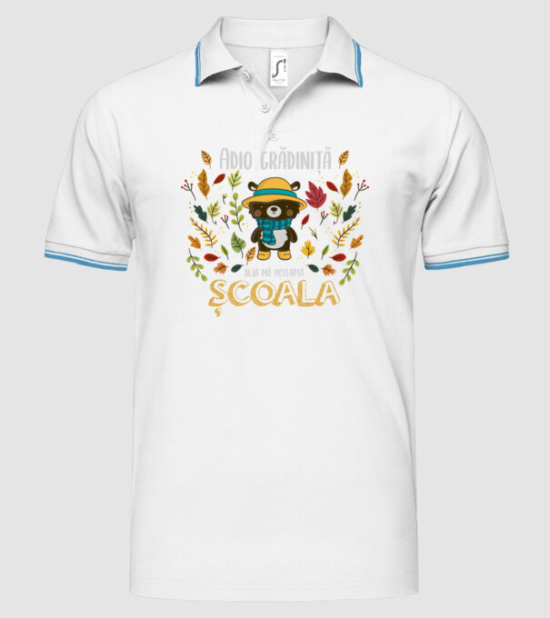 Adio grădiniță, acum sunt deja școlar model alb pe tricou