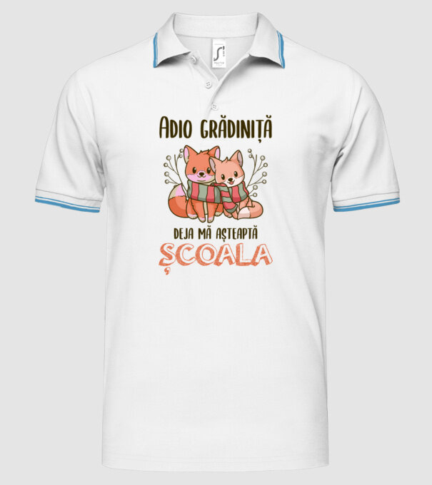Adio grădiniță, deja mă așteaptă școala model alb pe tricou