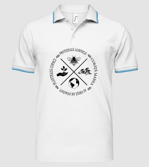 Ai grijă de Pământ model alb pe tricou