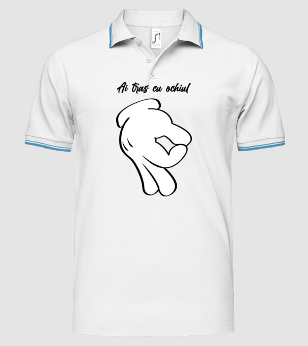 Ai tras cu ochiul model alb pe tricou