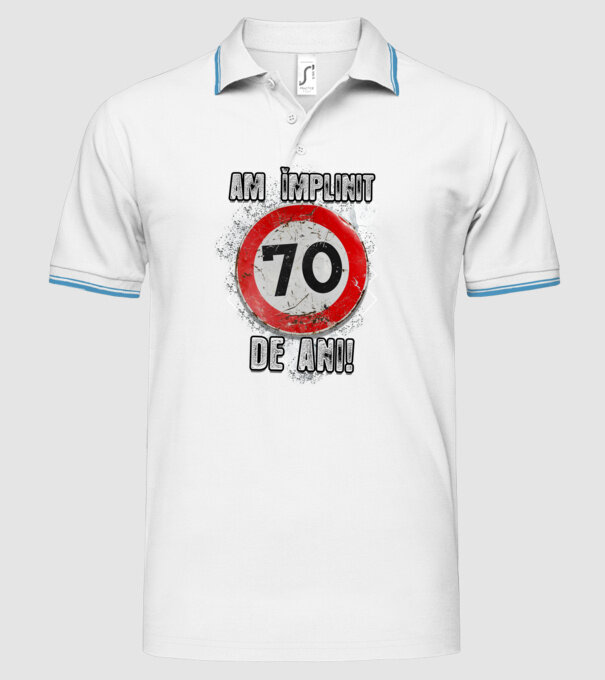 Am împlinit 70 de ani! model alb pe tricou