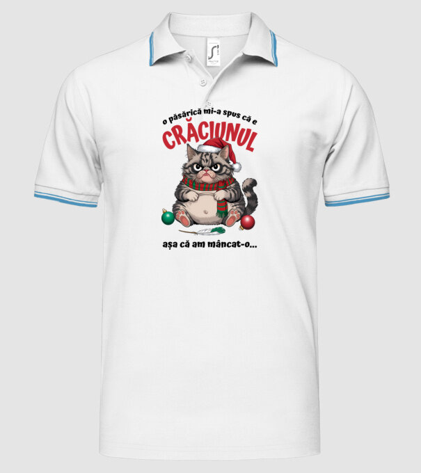 Am mâncat pasărea Crăciun pisică Alb model alb pe tricou