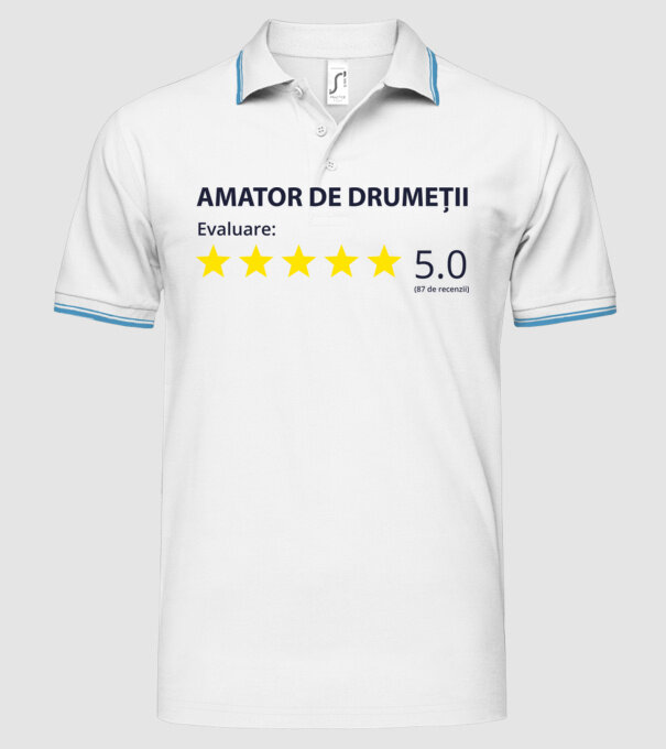 amator de drumeții evaluare model alb pe tricou