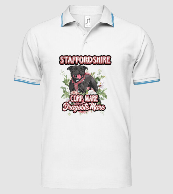 american staffordshire terrier - corp mare, dragoste mare model alb pe tricou