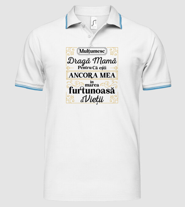 Ancora mea model alb pe tricou