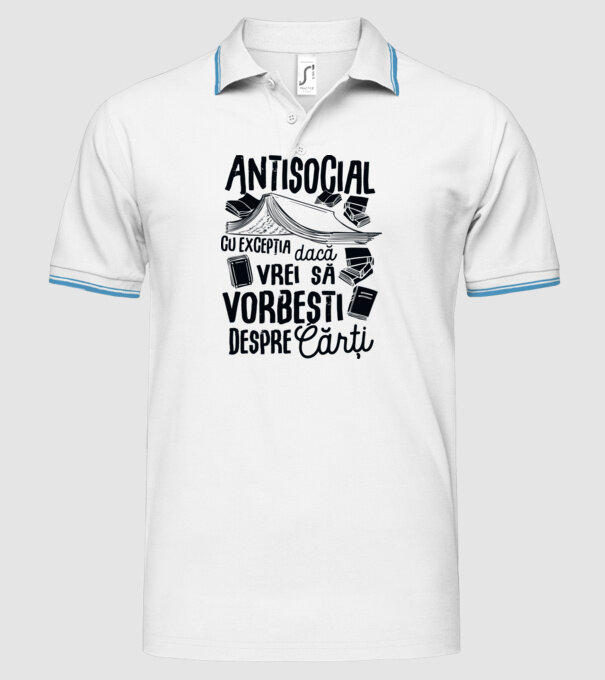 Antisocial, cu excepția dacă vrei să vorbești despre cărți-01 model alb pe tricou
