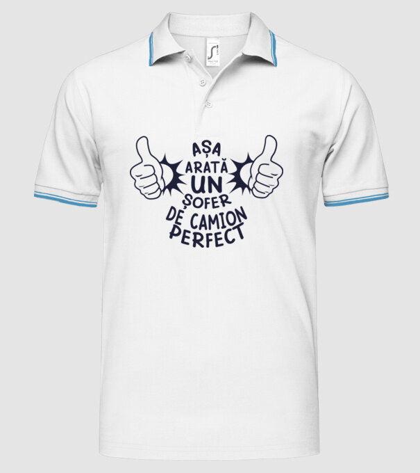 Așa arată un ȘOFER DE CAMION perfect model alb pe tricou