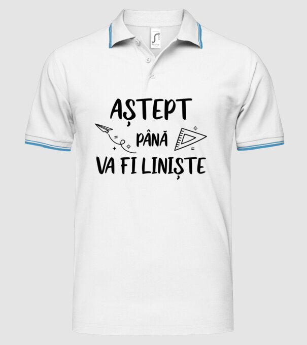 Aștept până va fi liniște model alb pe tricou