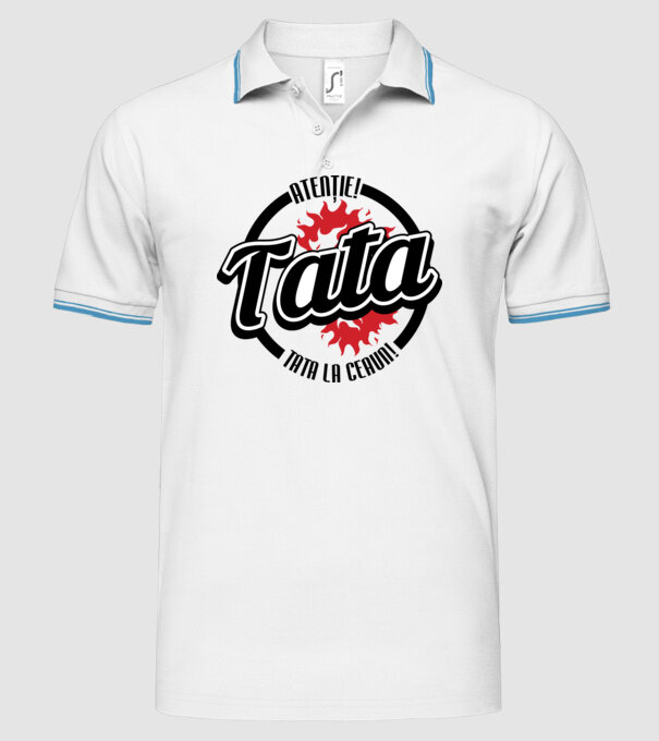 Atenție! Tata la ceaun! model alb pe tricou