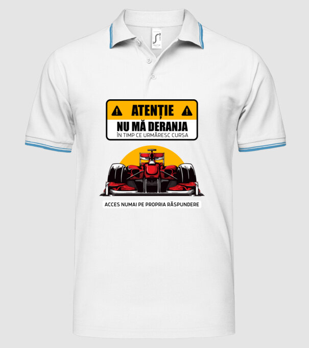 Atenție model alb pe tricou