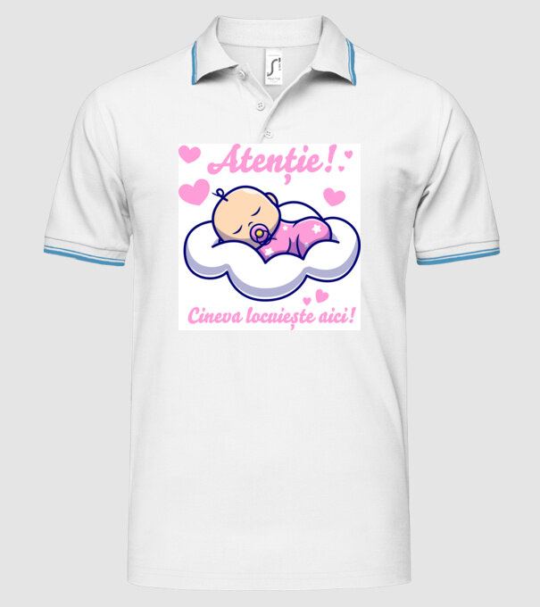Atenție! Cineva locuiește aici! model alb pe tricou