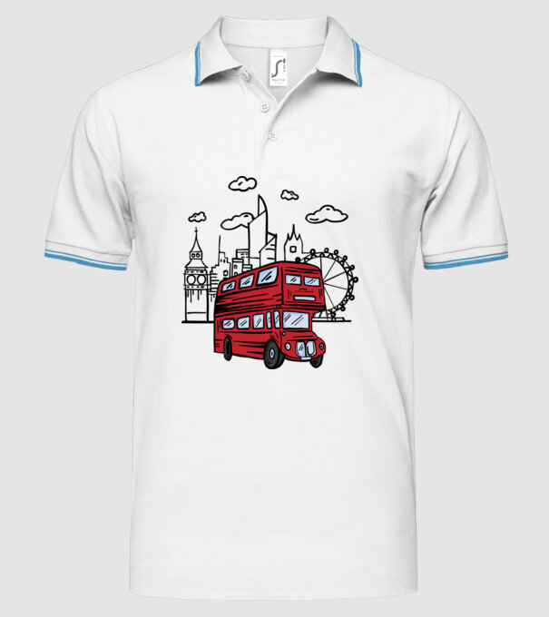 Autobuze model alb pe tricou