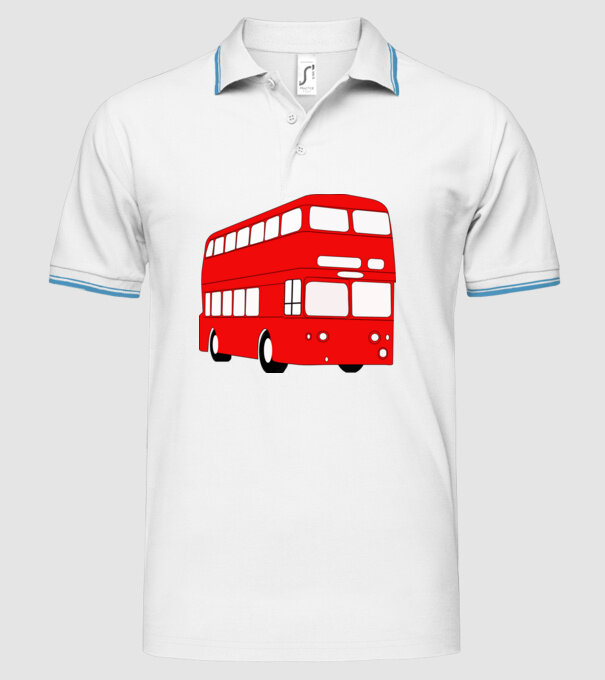 Autobuze model alb pe tricou