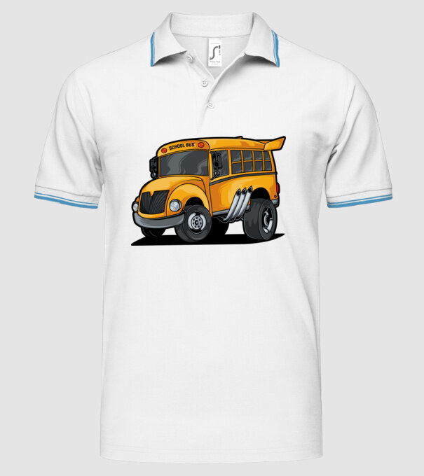 Autobuze model alb pe tricou
