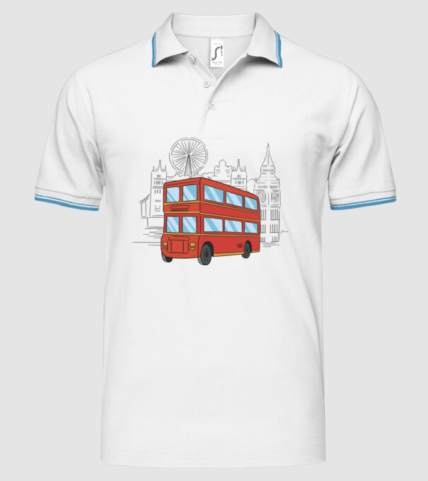 Autobuze model alb pe tricou