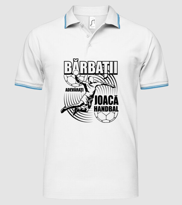 Bărbații adevărați joacă handbal model alb pe tricou