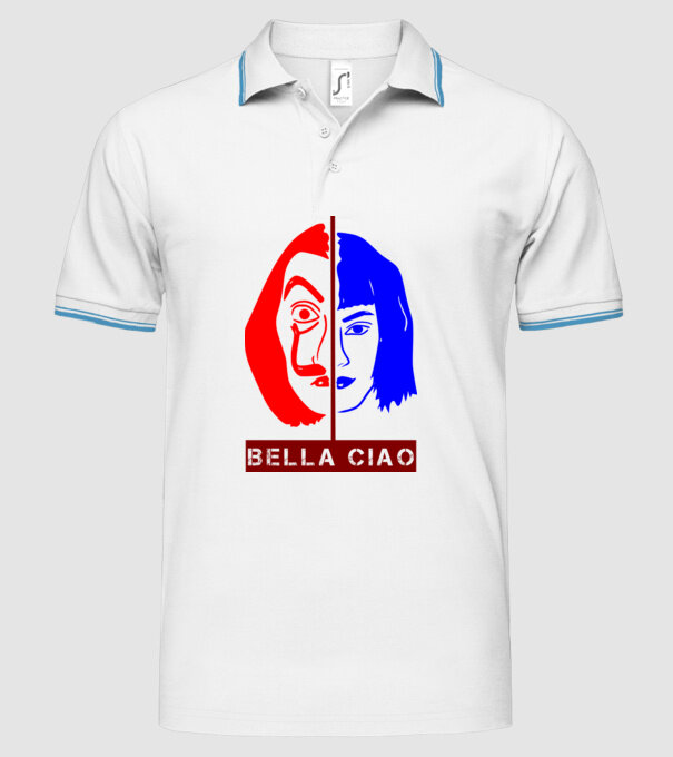 bella ciao tokyo model alb pe tricou