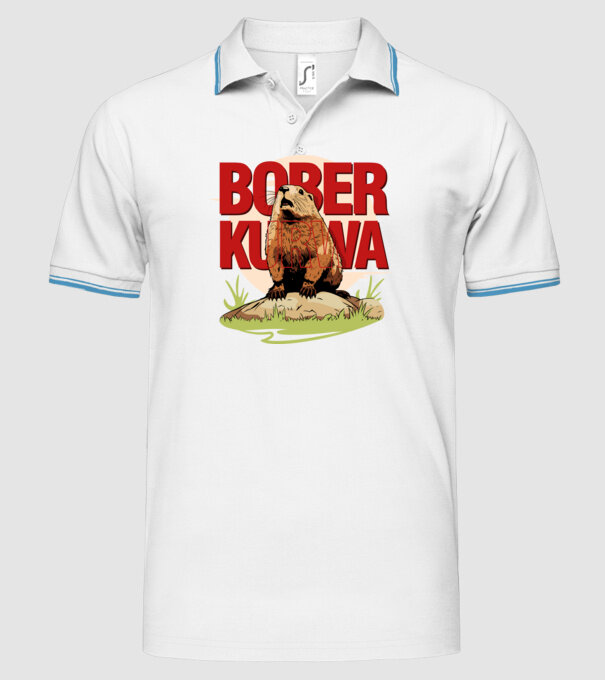 BOBER model alb pe tricou
