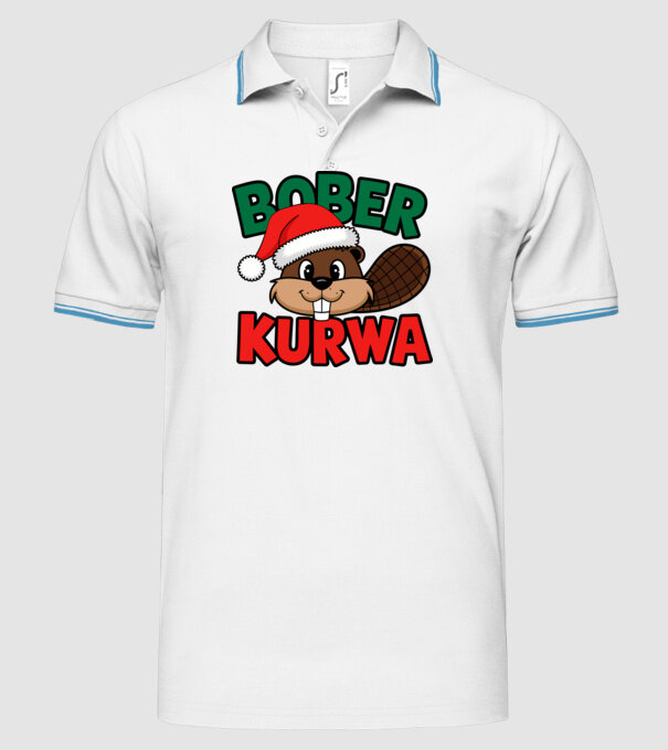 Bober kurwa xmas model alb pe tricou