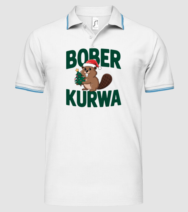 Bober kurwa xmas model alb pe tricou