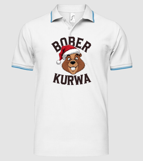Bober kurwa xmas model alb pe tricou