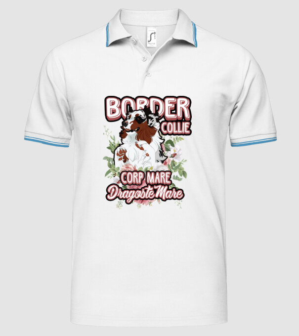 border collie - multă blană multă dragoste model alb pe tricou