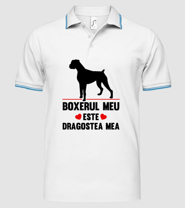 boxerul meu este dragostea mea model alb pe tricou