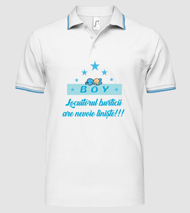 BOY- Locuitorul burticii are nevoie liniște model alb pe tricou