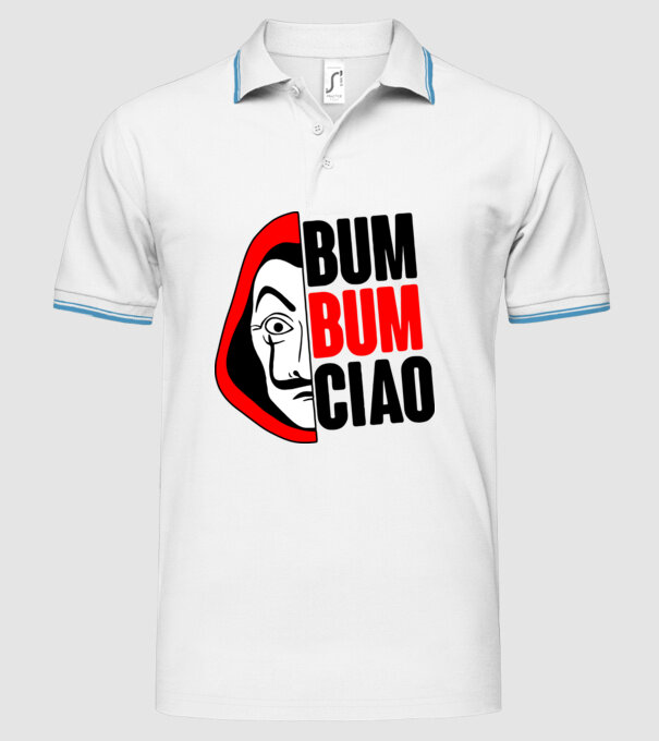 bumbum ciao money heist model alb pe tricou