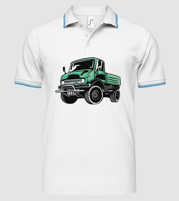 Camioane model alb pe tricou