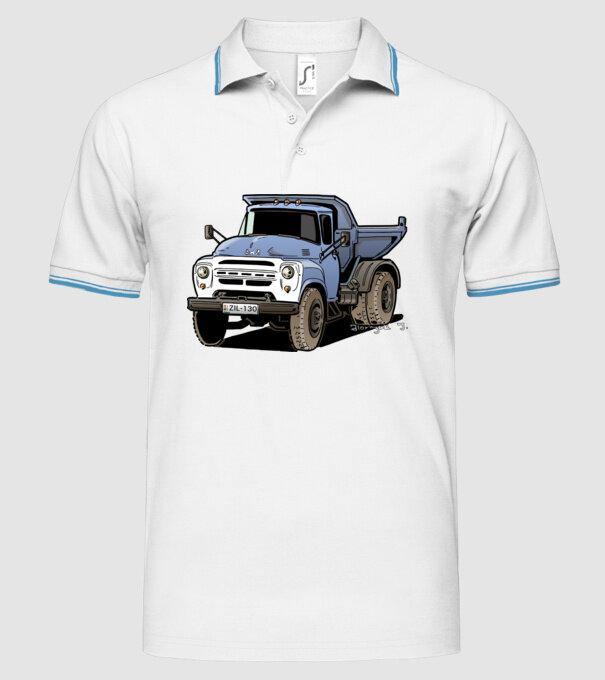 Camioane model alb pe tricou