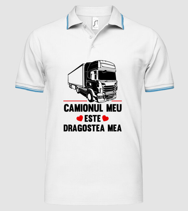 camionul meu este dragostea mea model alb pe tricou