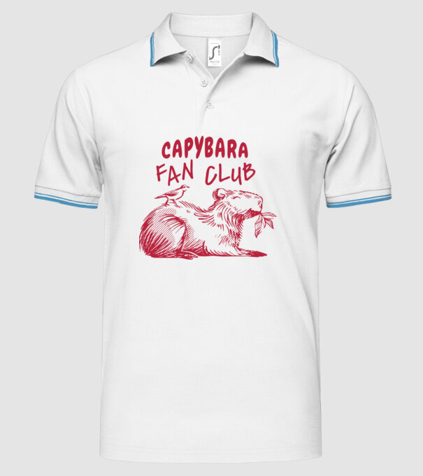 Capybara fan club model alb pe tricou