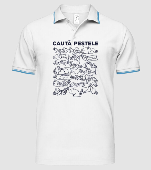 Caută peștele model alb pe tricou