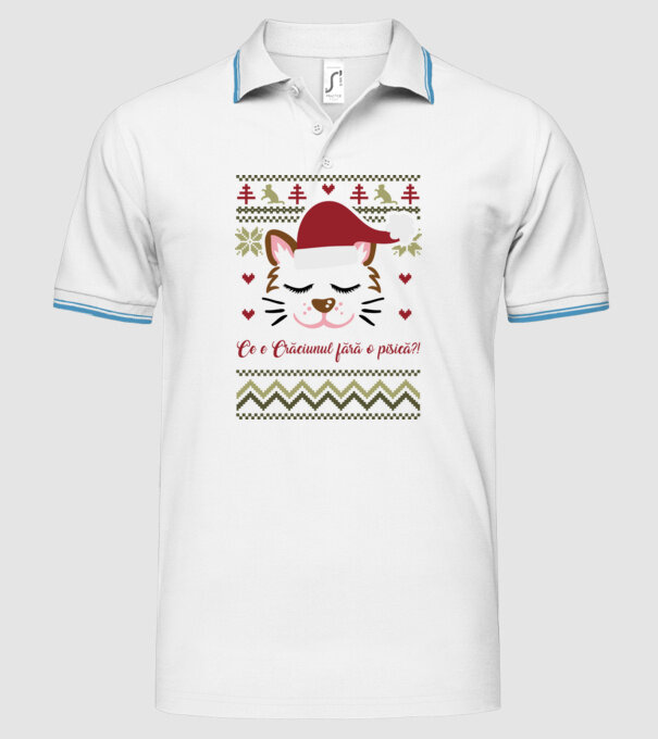 Ce e Crăciunul fără o pisică?! model alb pe tricou