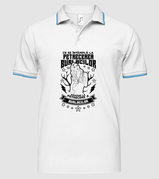 Ce se întâmplă la petrecerea burlacilor, rămâne la petrecere a burlacilor model alb pe tricou