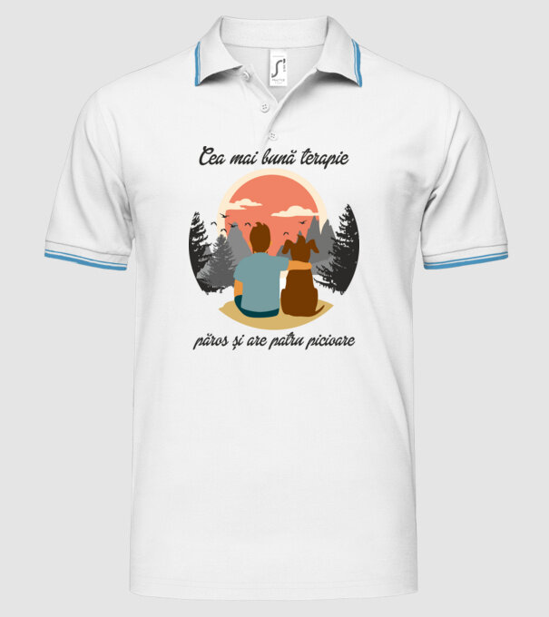 cea mai bună terapie - păros și are patru picioare model alb pe tricou