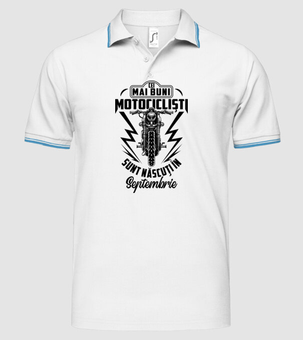 Cei mai buni motocicliști sunt născuți în Septembrie model alb pe tricou