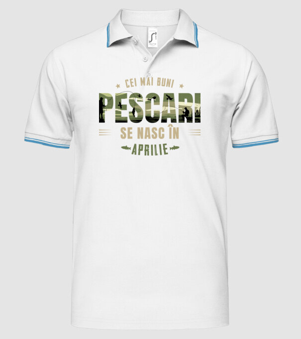 Cei mai buni pescari se nasc în aprilie model alb pe tricou