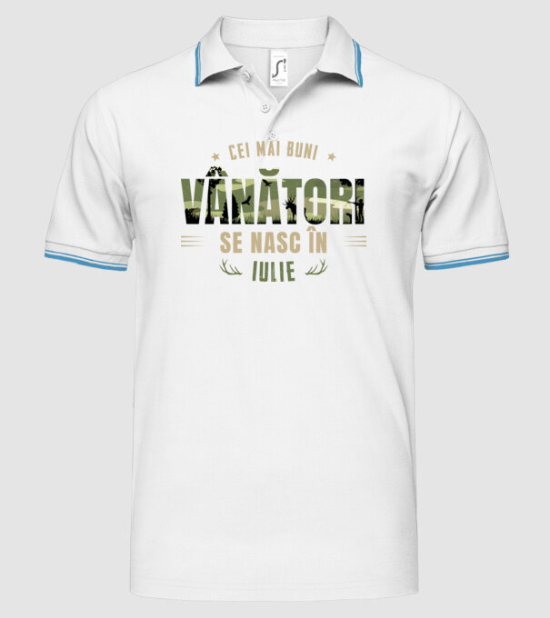 Cei mai buni vânători se nasc în iulie model alb pe tricou