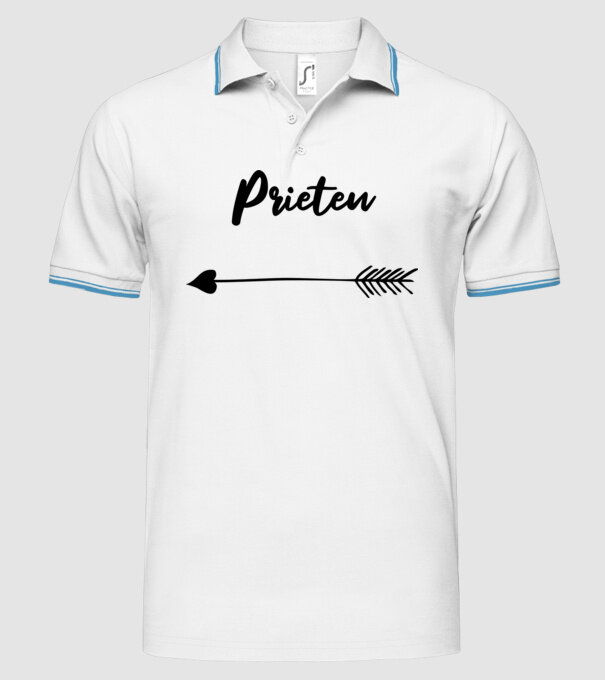 prieten model alb pe tricou