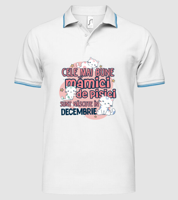 Cele mai bune mămici de pisici decembrie model alb pe tricou