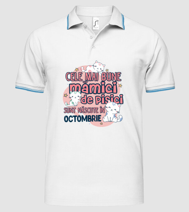 Cele mai bune mămici de pisici octombrie model alb pe tricou