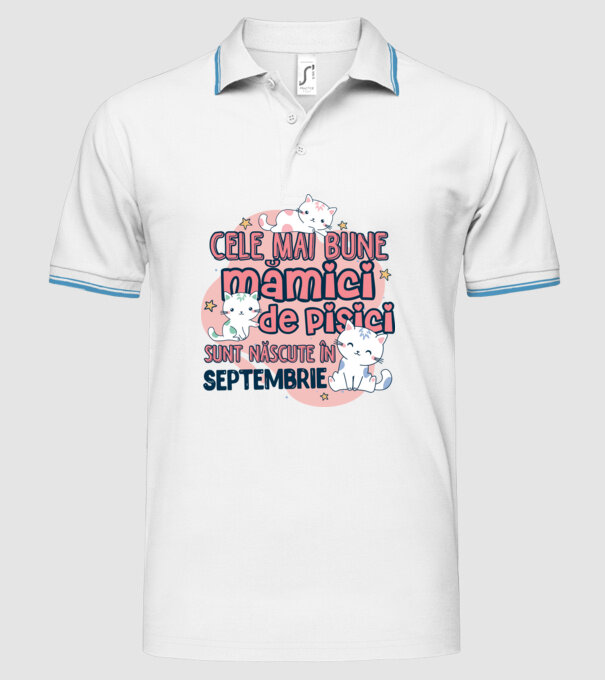 Cele mai bune mămici de pisici Septembrie model alb pe tricou