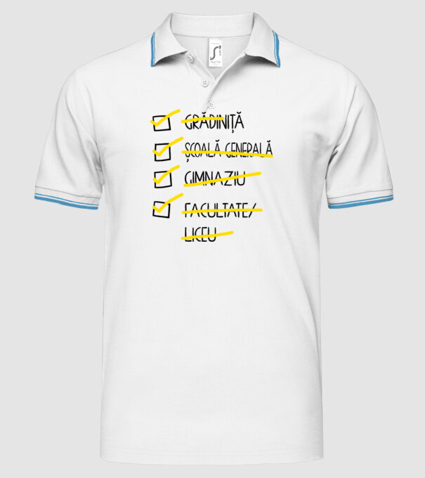 Cheklist educație - Facultate alb model alb pe tricou